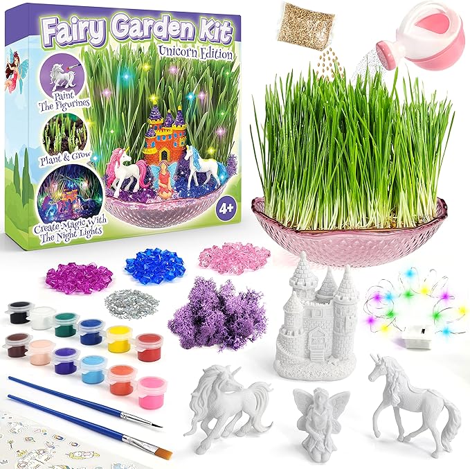 Bloonsy Unicorn Fairy Garden Kit | Light Up Terrarium Kit | STEM Toys | Arts and Crafts for Girls Age 4-12 | Science Presents