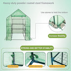 SUNGIFT Walk-in Greenhouse for Outdoors, 57x61x80 Inch Large Greenhouse, 3 Tiers 10 Shelves Mini Green House Kit with Observation Windows Roll-up Door Zipper, Plant Garden Hot House for Herbs, Flowers