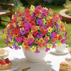 Alupssuc 20 Bundles Artificial Flowers for Outdoor Indoor Decoration, UV Resistant No Fade Fake Plants Eucalyptus, Colorful Faux Spring Flowers for Outside Yard Porch Patio Garden Home Window Box