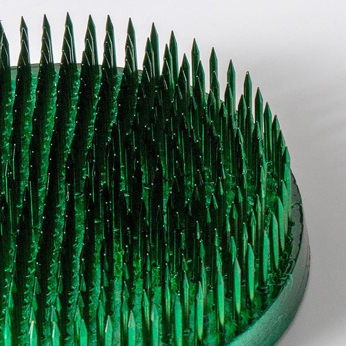 Wazakura Ikebana Kenzan Round, Japanese Floral Arranging Frog Holder, Made in Japan - Green 80mm
