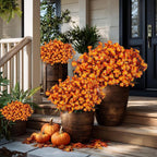 Artificial Flowers Outdoor Shrubs - Fake Plants UV Resistant No Fade Faux Plastic Greenery Home Garden Porch Patio Decoration Office Indoor (Orange)