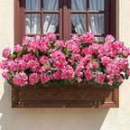 Artificial Geranium Fake Flowers for Outdoors Decoration, 6 Bundles Silk Geraniums Pink Flower UV Resistant Look Real Faux Plants for Outside Planter Front Door Garden Porch Patio Balcony Yard Home