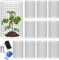 winemana 12 Set Garden Plant Protector Cage,36 Pcs 16x12 in Metal Wire Protectors for Plants Protection Cages with Stakes Ties Animals Barrier to Keep Rabbit Chicken Away from Flower Vegetables(Black)