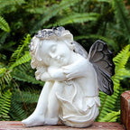 Leekung Angel Statue with Solar Powered Light for Garden Decor,Garden Statues for Patio Yard Porch Lawn Outdoor Decor,Angels Garden Sculptures & Statues,Angel Figurines Memorial Spiritual Gifts