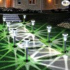 Eyrosa Solar Lights Outdoor, 15 Pack Waterproof Stainless Steel Solar Stake Lights for Pathway Garden Yard Path Walkway Driveway Lawn Patio Outside Decor, Cool White