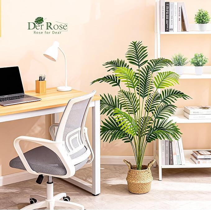 Der Rose 44" Fake Plants Artificial Palm Tree with Hand Woven Basket for Home Office Living Room Balcony Indoor Easy Assembly