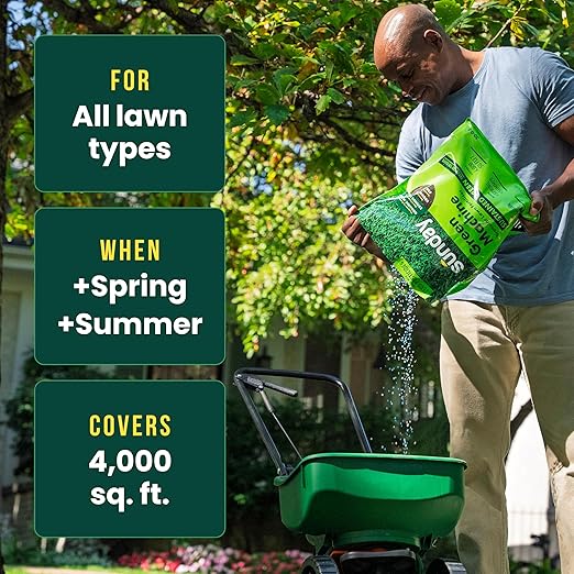 Sunday Green Machine Granular Lawn Fertilizer - 30-0-5 Mix for Up to 120 Days of Growth - Enriched with Potassium & Organic Matter for Soil Health & Extended Feeding - 12lbs - Covers Up to 4,000 Sq Ft