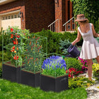 WLLEYAY 3 Pack Square Tomato Cages with 17 Gallon Grow Bags, 46'' Upgraded Heavy Duty Steel Garden Plant Support Stakes Kit, Flowers Vegetable Trellis for Vertical Climbing Plants Vines