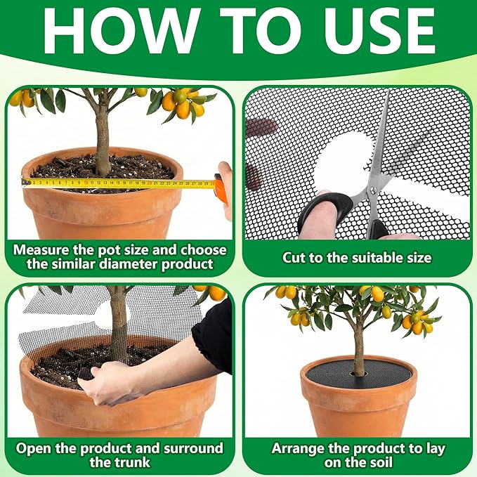 Adnee 10 Pcs 11.8 Inch Plant Pot Grids, Cuttable Plant Pot Soil Covers Protectors from Animals, Indoor Round Planter Pots Soil Guard for Outdoor Garden Plants Protection
