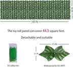 ODTORY Artificial Ivy Privacy Fence Wall Screen,40X160 in UV-Anti Faux Greenery Backdrop Ivy Vine Leaf Hedges Fence Panels for Patio, Balcony, Garden, Backyard Indoor Outdoor Green Wall Decor