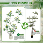 Artificial Mahonia Fortunei Tree - 6FT Artificial Plants Indoor, Fake Floor Plant with White Planter, Tall Sumac Faux Plants for Decor Indoor Home Sala Office Hotel Patio Studio (Yellow)