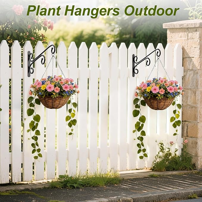 2 Pack Plant Hangers, Metal Plant Hooks for Wall, Plant Hanger Hook, Indoor/Outdoor Hanging Brackets, Hanging Basket Hooks