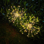 JJGoo Solar Firework Lights, 2 Pack 180 LEDs 2 Lighting Modes Solar Lights Outdoor Waterproof for Garden Patio Walkway Pathway Party Wedding Christmas Decorative - Warm White