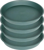 4 Pack of 14 inch Plant Saucer, Heavy Duty Round Plant Trays for Pots, Plastic Plant Water Tray, Bird Bath Bowls, Plant Saucers for Indoors, Drip Trays for Planter 12-14" (14", Green)