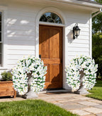 HyeFlora Bougainvillea Artificial Hanging Flowers Plants for Outdoors Decoration, 2pcs White Fake Flowers Silk Bougainvillea Vines Realistic UV Resistant Faux Flowers for Outdoor Planters Patio Yard