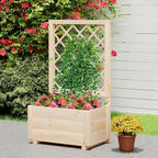 Giantex Raised Garden Bed with Trellis, Wooden Elevated Planter Box for Climbing Plants, Outdoor Garden Planter for Vegetables Flowers Herbs, Patio Balcony Planting Box, 23 x 14 x 40 Inch