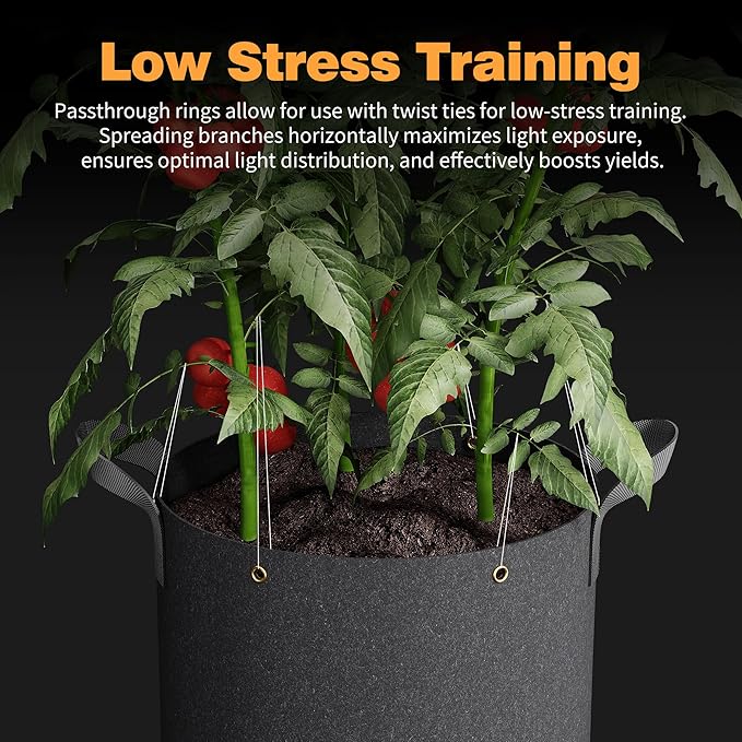 Patigrow Self-Watering Grow Bags, 5-Pack 7 Gallon 420G Thick Nonwoven Fabric Pots with Reinforced Handles and Multi-Purpose Rings, for Low Stress Plant Training Fruits, Vegetables,and Flowers