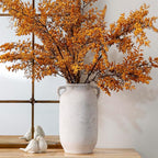 Large Flower Vase Home Decor - 12 inch Tall Ceramic Farmhouse White Rustic Table Vases with Handle Living Room Decoration Decorative Modern for Fireplace Kitchen