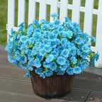 HyeFlora Artificial Fake Outdoor Flowers Plants for Spring Summer Decor, 12 Bundles Outside Silk Blue Morning Glory UV Resistant Look Real Faux Flowers for Front Door Patio Porch Yard Window Balcony