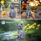 Gift Boutique Cat Outdoor Statues with Solar Butterfly Light Cute Garden Figurine for Yard Patio Lawn Pathway Decor Waterproof Resin Cat Sculpture