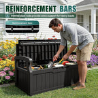 Devoko 80 Gallon Storage Bench with Cushion, Lockable Deck Box for Patio Furniture, Garden Decor and Outdoor Seating for Cushions, Garden Tools and Pool Supplies (Black, 80 Gallon with Cushion)