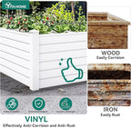 YITAHOME 48x48x24 in Plastic Raised Garden Bed with Growth Grid, Large Outdoor Vinyl Planter Box for Plants, Vegetables, and Flowers, Easy Installation, White