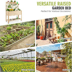 S AFSTAR Raised Garden Bed with Trellis, 41.5x16x54in Mobile Elevated Planter Box with Wheels, Bed Liner, Top/Bottom Storage Shelves, Freestanding Wood Planter Stand for Garden Patio Balcony