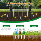 2-in-1 Lawn Aerator, Heavy Duty Manual Core Aerator Lawn Tool with 16 Iron Spikes & 4 Hollow Tines Garden Tools for Yard Grass Soil