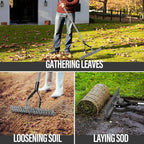 YEELOR Thatch Rake for Lawn, Easily Removes Dead Grass & Thatch, 58.5-Inch Long Handle for Less Bending, Heavy Duty Steel for Yard & Garden