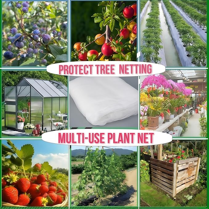 Fruit Tree Netting with Drawstring & Zipper - 3 Pack 6x7.2 FT - Reusable Plant Protection Bag, Heavy Duty PE Mesh Cover for Blueberry Bushes - Blocks Birds/Deer/Squirrels