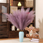 Premium Faux Lilac Purple Pampas Grass – 43.3" Tall Fluffy Decor, 8pcs 18-Branch One-Piece Stems No Assembly, Luxury Silk-Feel Feather Flowers for Boho Wedding Dreamy Home Decor, Lavender 8 Stems110cm