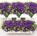 Artificial Flowers for Outdoors 12 Bundles Artificial Petunias Fake Flowers UV Resistant Shrubs Plants with Fern for Indoor Outside Hanging Planters Home Garden Summer Decorations (Purple)