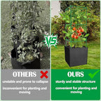 3 Packs 47 x 16 x 16 Inch Garden Tomato Cages with 17 Gallon Grow Bags- Square Plant Support Trellis Assembled with Planter Bags- Garden Cucumber Vegetables Frames for Vertical Climbing Plants