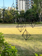6 Pack Hanging Metal Air Plant Holders with Chain, Black Geometric Tillandsia Air Plant Hanger Cages, 2 Styles Mini Iron Air Plants Live Holders for Home Office Garden Decor