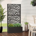 Casaphoria Metal Raised Garden Bed with Trellis, 59"x30"x12" Planter Box for Climbing Plants, Vegetables & Vines, Features Drainage Holes and Privacy Screen (Black-Spring)