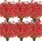 16PCS Artificial Flowers for Outdoors, Realistic Fake Silk Flowers for Outside, No Fade Faux Eucalyptus Plants for Outdoor Planter, Window Box, Hanging Basket - Porch Patio Garden Decor