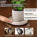 12Inch Plant Caddy with Hidden Wheels, Rolling Plants Stand with Wheel, 4 Invisible Casters, Indoor Plant Saucers on Wheels, Heavy Duty Wheeled Plant Dolly, Planter Roller Base, Beige, 2Pack