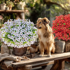 AXYLEX Artificial Flowers for Outdoors Fake Plants - 16 Bundles Faux Outside Greenery Boxwood UV Resistant No Fade Plastic Shrubs Fall Decor Farmhouse Home Garden Mums (White)