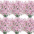 Roberly 24 Bundles Artificial Flowers for Outdoors UV Resistant Silk Fake Flowers Faux Plastic Plants for Porch Garden Window Box Indoor Outdoor Spring Summer Home Farmhouse Decor, Pink