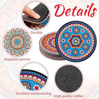 Nuanchu 6 Pieces Boho Plant Coasters 5.9 Inch Rubber Absorbent Non Slip Plant Pot Mats for Gardening Indoor Outdoor Round Bohemian Mandala Decorative Plants Saucers for Table Floor Protection Home
