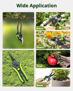 Gardening Scissors, Sharp Plant Trimming Scissors for Precise Cuts, Stainless Steel Pruning Shears Bonsai Clippers, 8.5" Bypass Garden Clippers and 6.5" Curved Garden Shears 2 Pack