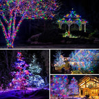 btfarm 4 Pack Solar String Lights Outdoor, Toltal 320LED 132FT Solar Fairy Lights Outside Waterproof 8 Modes, Copper Wire Solar Powered Twinkle Light for Tree Garden Christmas Wedding, Multicolor