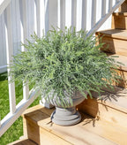 Artificial Faux Outdoor Plants for Spring Summer Decoration, 10 Bundles Fake Plastic Grass UV Resistant Look Real Fake Plants for Planter Outside Front Door Porch Patio Balcony Garden Indoor Yard Urn