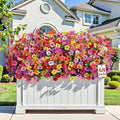 Alupssuc 48 Bundles Artificial Flowers for Outdoors Decoration, UV Resistant Silk Faux Floral Spring Fake Plastic Plants Greenery for Outside Indoor Patio Porch Window Box Home Decor(Upgrade 8 Colors)