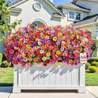 Alupssuc 48 Bundles Artificial Flowers for Outdoors Decoration, UV Resistant Silk Faux Floral Spring Fake Plastic Plants Greenery for Outside Indoor Patio Porch Window Box Home Decor(Upgrade 8 Colors)