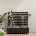 Casaphoria Metal Raised Garden Bed with Trellis and Wheels, 47"x47"x16" Planter Box for Climbing Plants, Vegetables & Vines, Features Drainage Holes and Privacy Screen (Black-Harold)