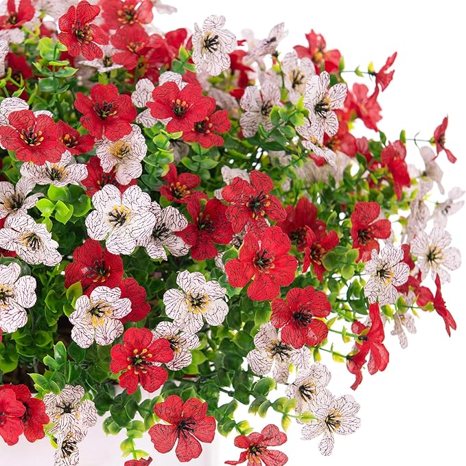 INXUGAO Artificial Fake Flowers Plants for Outdoor Spring Summer Decor, 12 Bundles Faux Silk Flowers for Outdoor Outside Planter Colorful Daisy UV Resistant Look Real for Front Door Porch Patio Yard