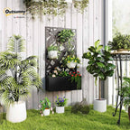 Outsunny Metal Raised Garden Bed with Trellis for Climbing Plants, Freestanding or Wall Mounted Flower Bed with Privacy Panel, Irregular Line Cut-Outs Outdoor Planter Box for Garden, Patio, Balcony
