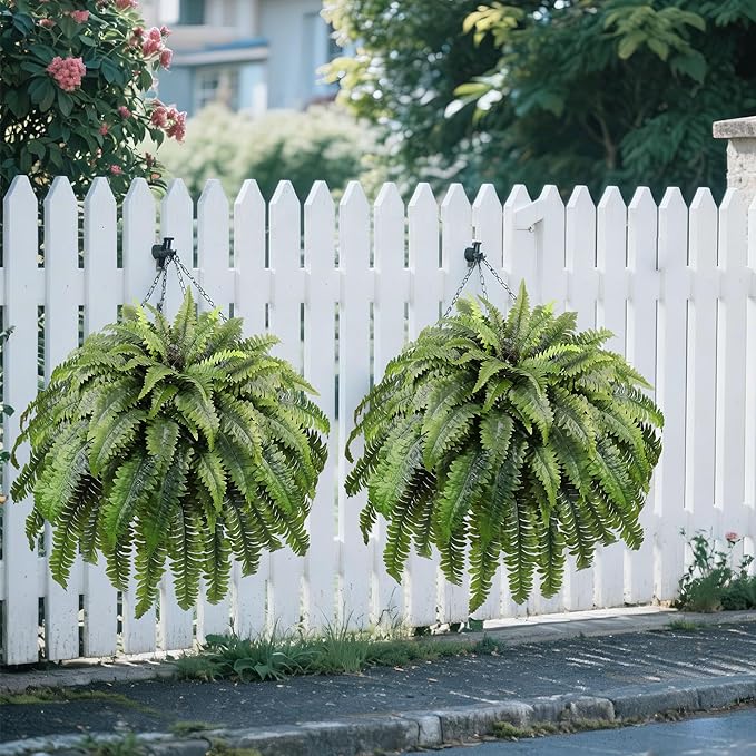 51" Fake Ferns Artificial Plants Large, 96 Fronds Artificial Ferns for Outdoors and Indoors, Realistic Extra Large Faux Boston Fern with Vines for Planter Porch Patio Home Office Decor, UV Resistant