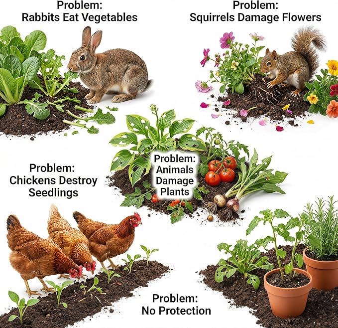 3Pack Plant Protector from Animals, 9pcs Wire Plant Protectors Metal Mesh Plant Cages, 11.8 x 15.7 Inch Outdoor Plant Guards for Rabbits Chicken Squirrels and Garden Protection